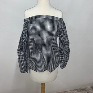 Gingham Off Shoulder Blouse